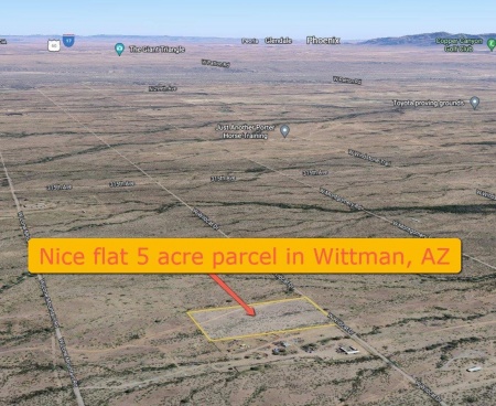 Awesome 5 acre parcel of raw land in Whispering Ranch, Whittman, AZ